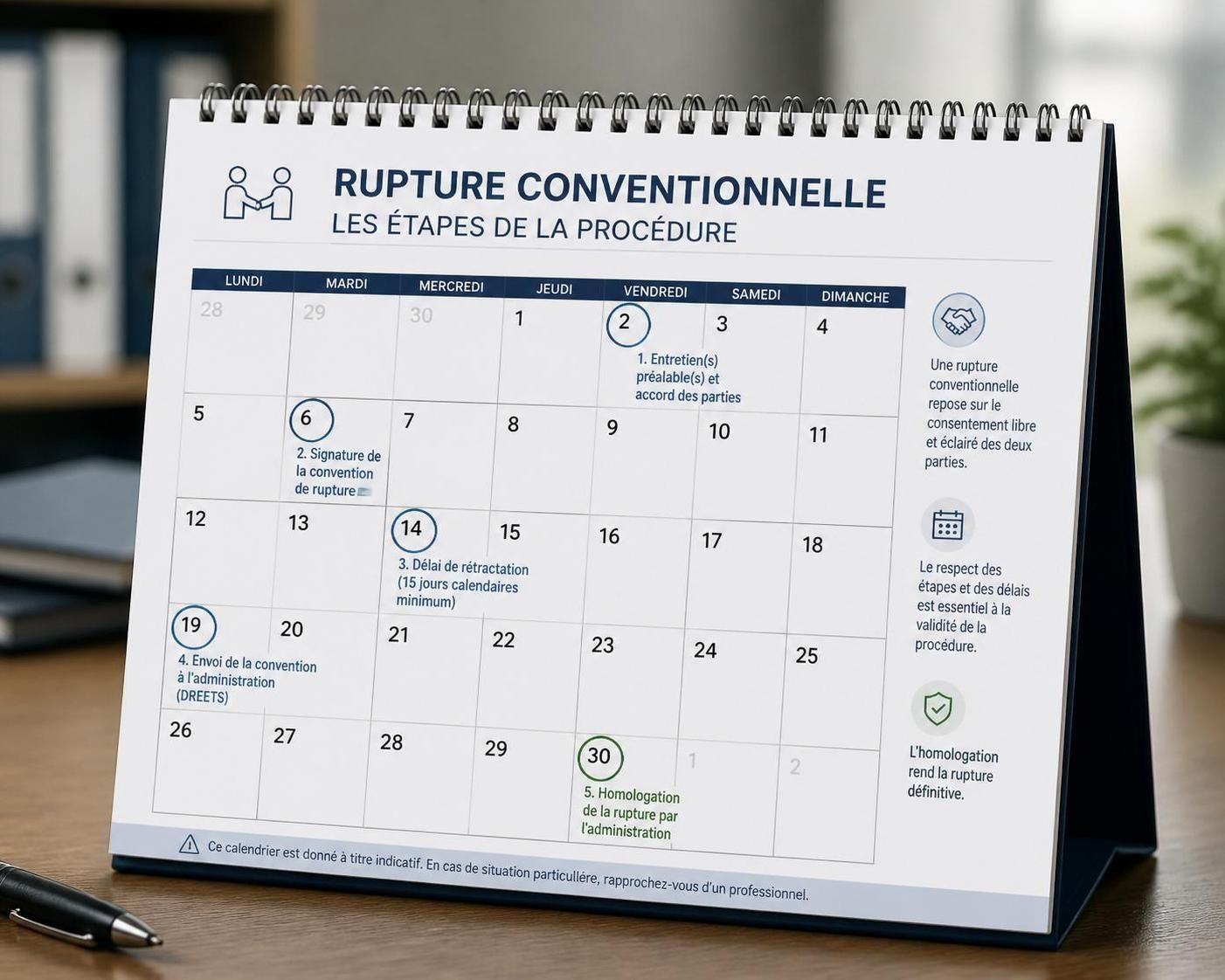 découvrez le calendrier précis du délai de rupture conventionnelle et les conditions de rétractation pour bien gérer votre séparation à l'amiable.