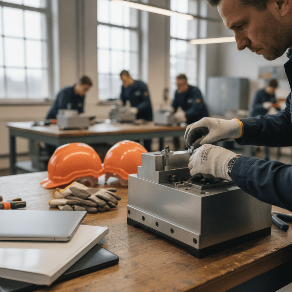 Stagiaires en reconversion apprenant les gestes techniques dans un atelier de formation aux métiers porteurs en AuRA